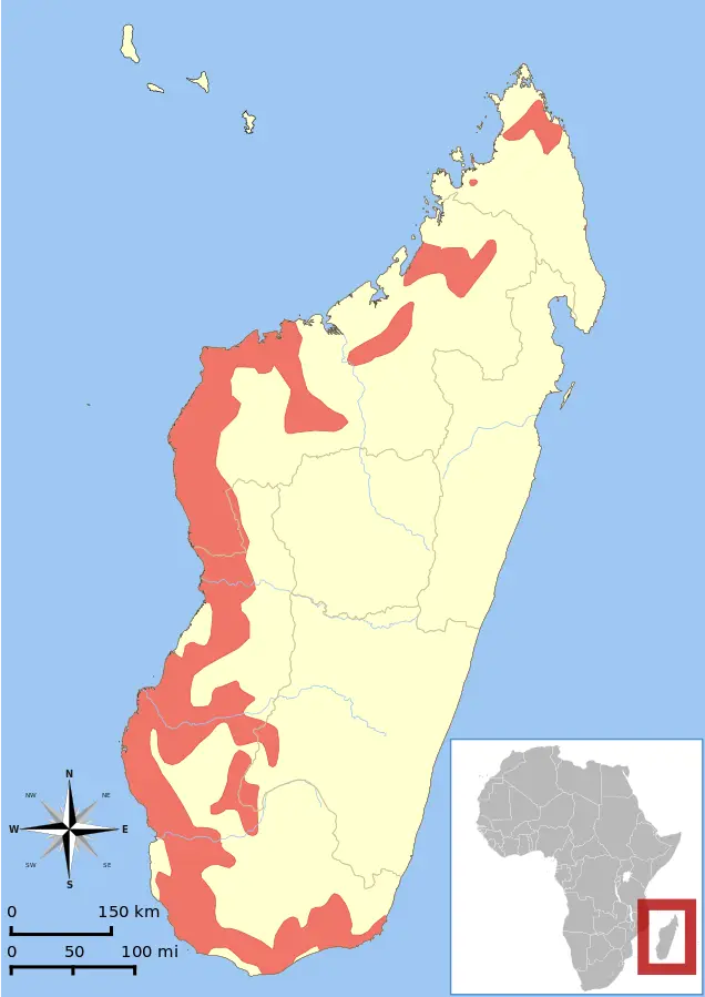 Fat-Tailed Dwarf Lemur habitat map