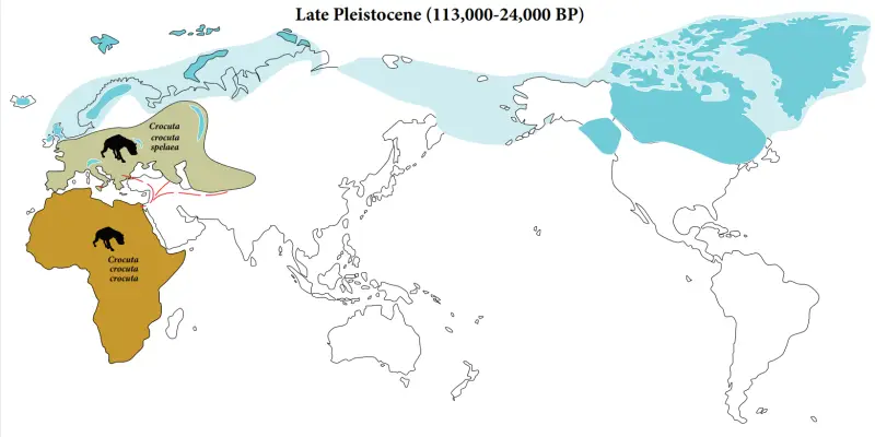 Global Pleistocene range of Crocuta crocuta